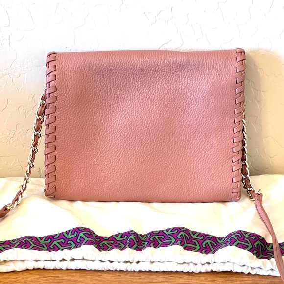 Tory Burch Crossbody Bag Marion Combo Maple Sugar Mauve Pink Leather Whipstitch - Picture 5 of 11